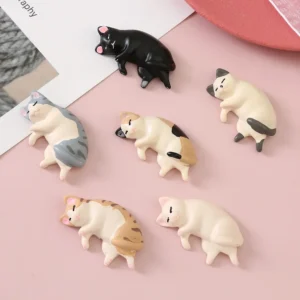 6pcs Kawaii Resin Mini Sleeping Cat Mini Figures Miniature Things Statues Dollhouse Room Home Decor Items Desk Accessories