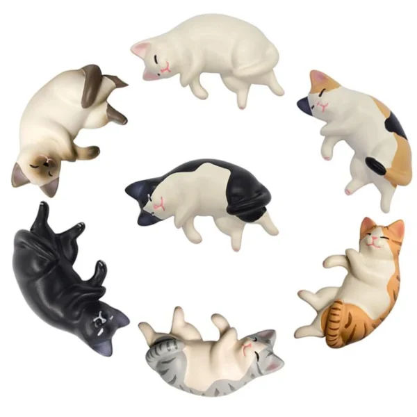 6pcs Kawaii Resin Mini Sleeping Cat Mini Figures Miniature Things Statues Dollhouse Room Home Decor Items Desk Accessories - Image 3