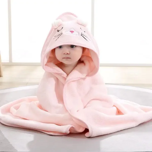 Toddler Bathrobe Infant Bath Towel Boy Girl Blankets Swaddle With Hood Cartoon Coral Fleece Towel Blanket Newborn Kids Bedding - Image 2