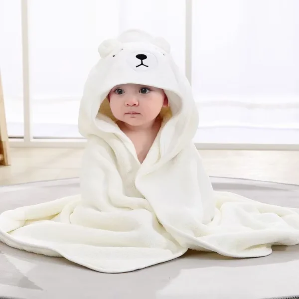 Toddler Bathrobe Infant Bath Towel Boy Girl Blankets Swaddle With Hood Cartoon Coral Fleece Towel Blanket Newborn Kids Bedding - Image 4