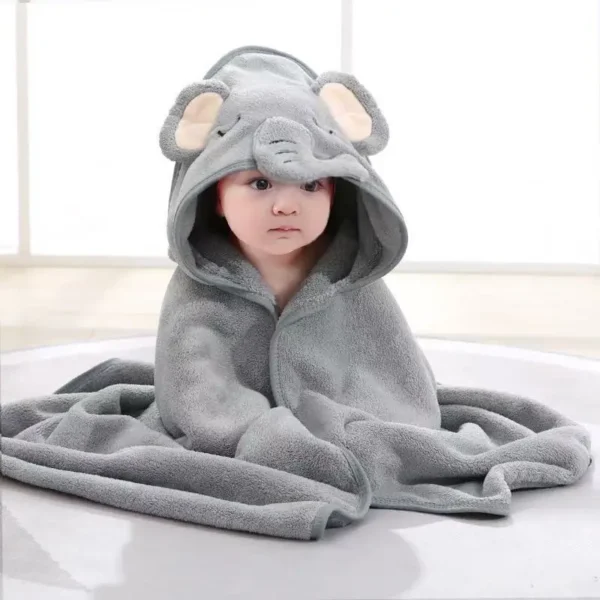 Toddler Bathrobe Infant Bath Towel Boy Girl Blankets Swaddle With Hood Cartoon Coral Fleece Towel Blanket Newborn Kids Bedding - Image 3