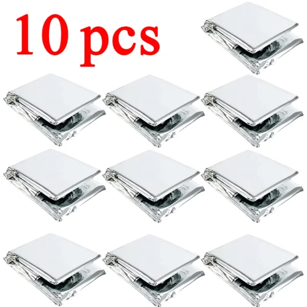 1-10pcs Emergency Thermal Blanket-Windproof Foil Space Blanket for Survival, Camping, Hiking, Marathons-All Weather Protection - Image 3